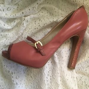 Nine West Pink Leather Mary Jane Pumps Size 7.5